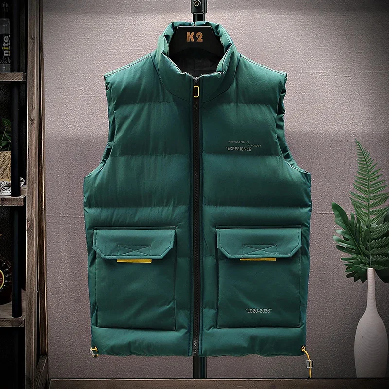 

Hip Hop fashion Mens Jacket Sleeveless Vest Winter Male Warm Coats Men Stand Collar Army Thicken Waistcoats Clothing men