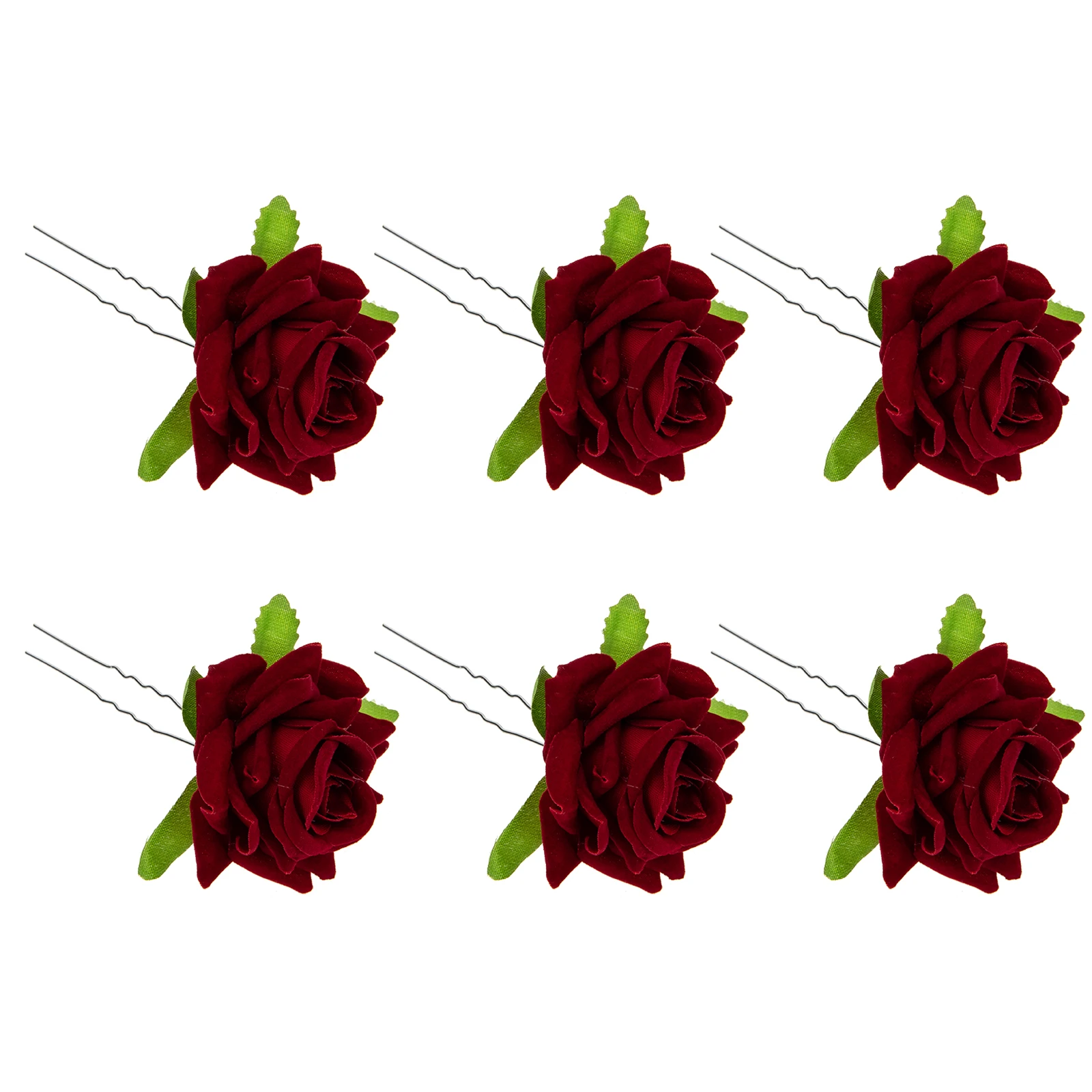 

6Pcs Simulation Rose Hairpin Exquisite U-Shaped Bridal Hair Forks for Wedding Party Prom Garden Banquet Vintage Women Hair