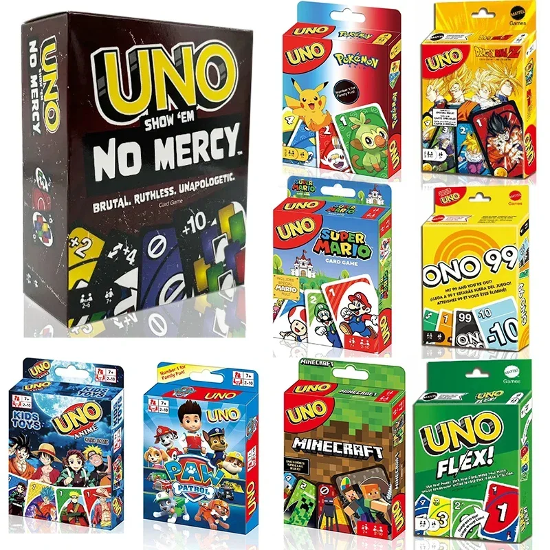 UNO SHOWEM No mercy Cards Family Party Board Game Pokemon Dragon Ball Paw PATROL UNO Matching Card Games Poker Toys Kids Gifts