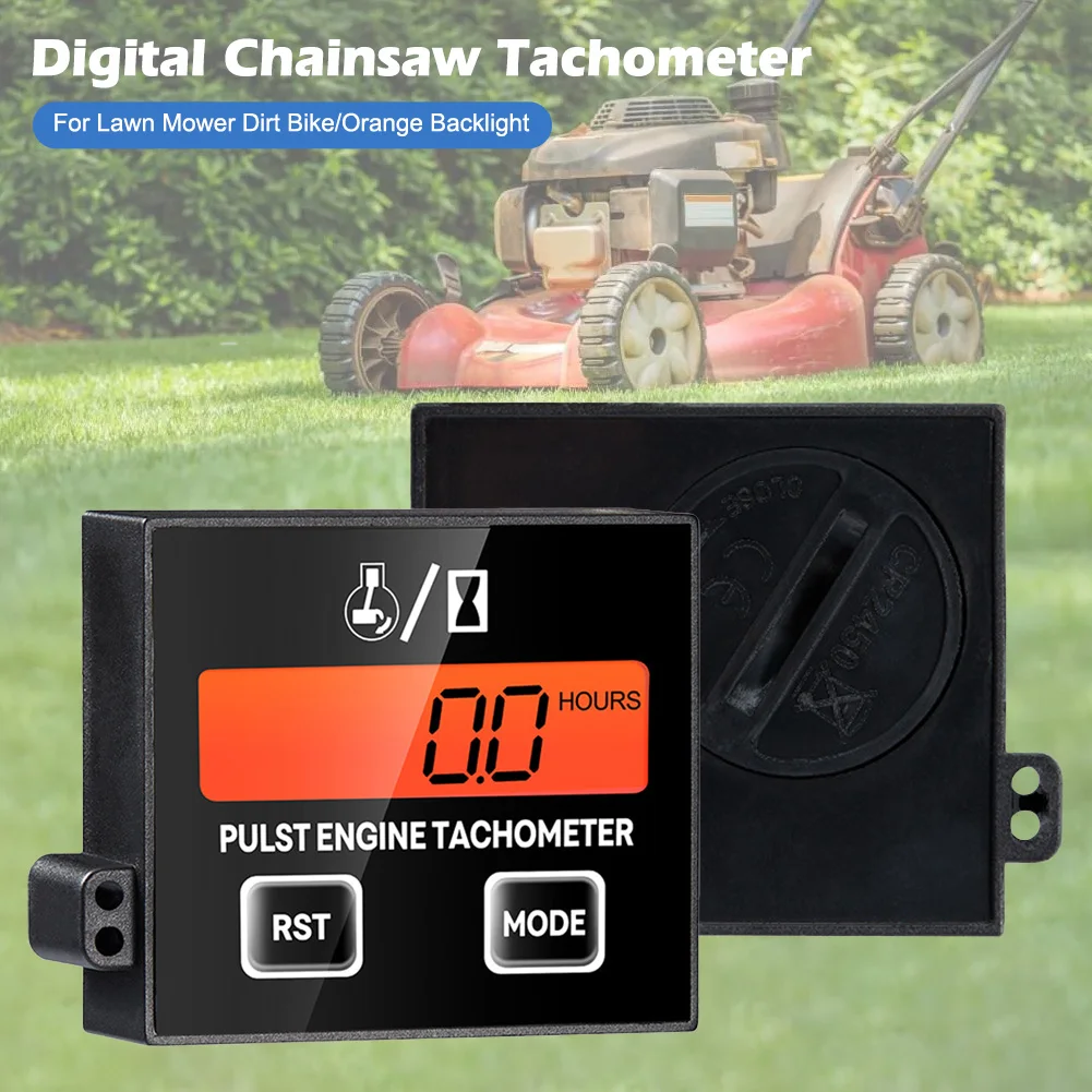 Digital Chainsaw Tachometer Wireless Inductive Hour Counter Meter Backlight Motorcycle Pulse Engine Tachometer Calibrated Gauge