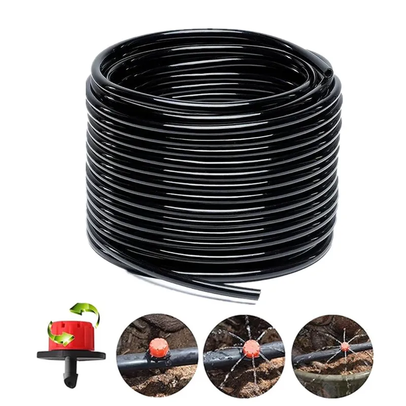 20-50M Garden Watering 4/7mm Hose PVC Micro Pipe 1/4'' Tubing Drip Irrigation System Sprinkler for Greenhouse Bonsai Flowers