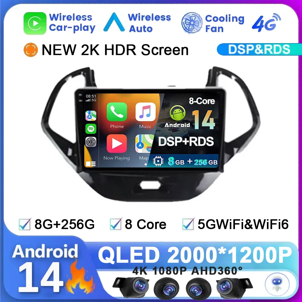 

Android 14 For Ford FIGO KA 2015 - 2020 Multimedia Car Radio Video Player GPS Stereo 2din Head Unit DSP Carplay Auto WIFI + 4G