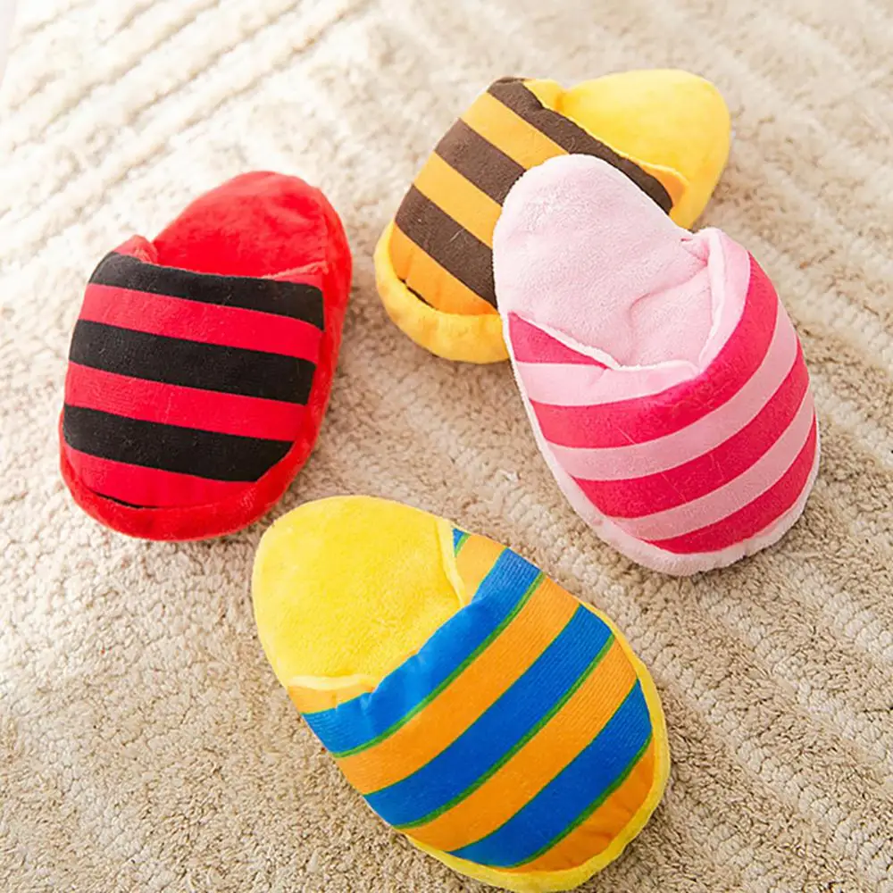 Dog Interactive Fun Soft Trending Adorable Top-rated Striped Pet Slippers For Dogs Plush Slippers Pet Cute Durable Safe Striped