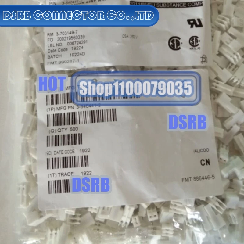 50pcs/lot 3-640441-2 Plastic shell 2P 2.54MM legs width 100% New and Original