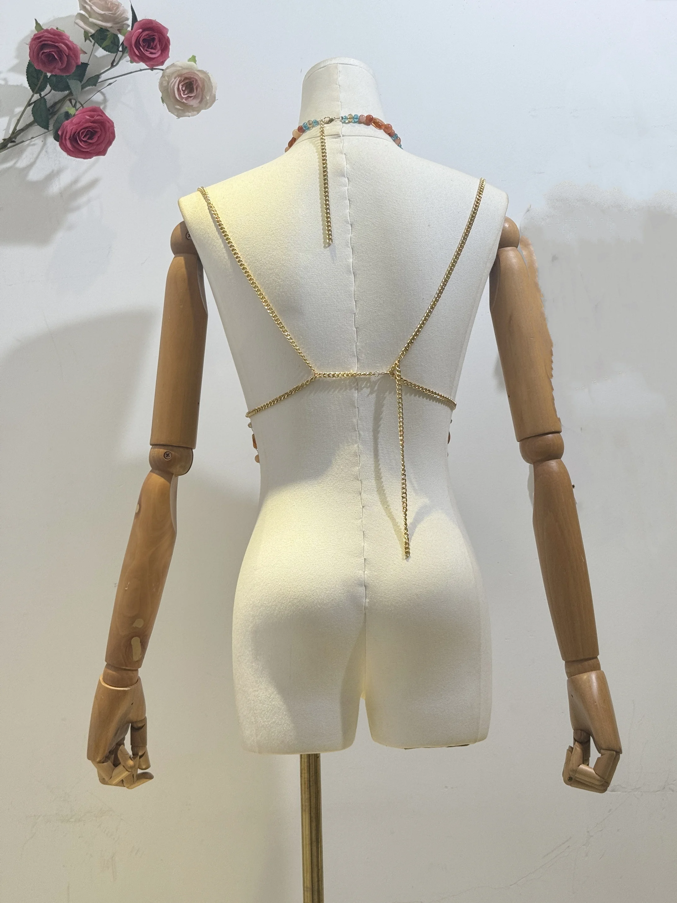 2025 Amazing Women Crystal Stone Beaded Party Halter Tank Top Beachwear Hot Sexy Lingeie Fashion Handmade Holiday Body Chain