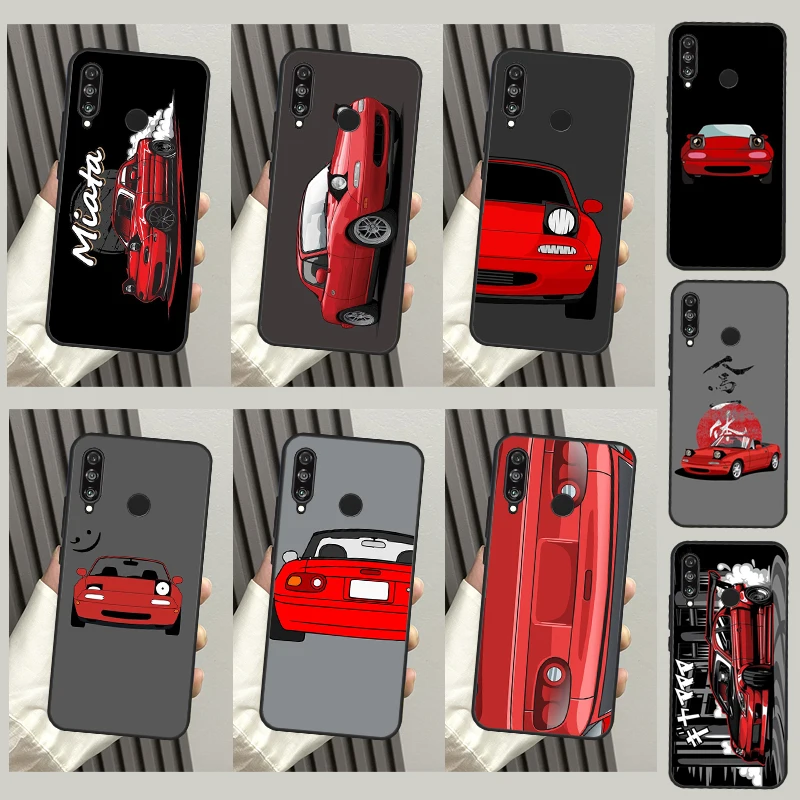 Miata-Funda roja Mx5 Na para Huawei P40 P20 P30 Lite P50 Mate 50 Pro P Smart 2019 Honor 70 50 X8 X9 X9a