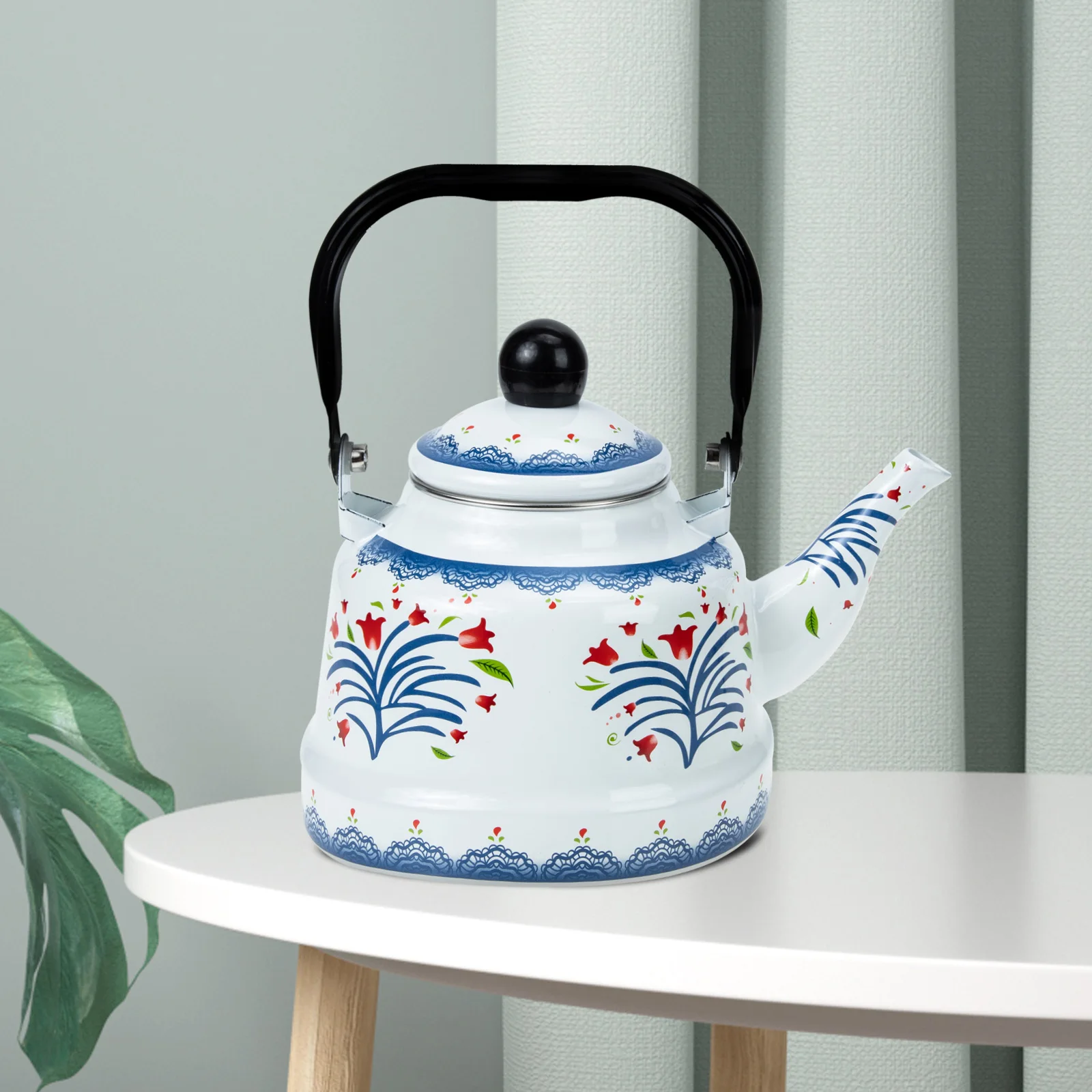 

1 Pcs Durable Enamel Tea Kettle Thickened Design Coffee and Tea Heating Tool Beautiful Kitchen Accessory