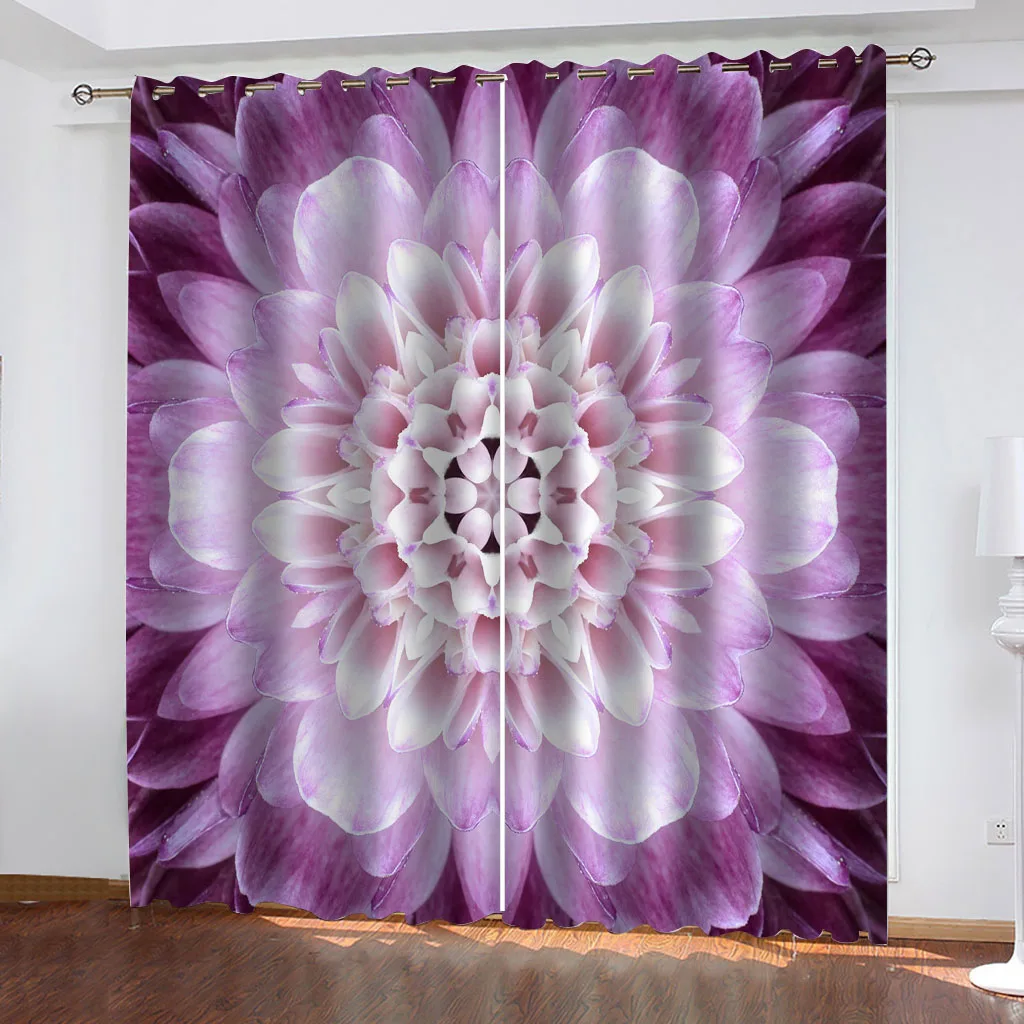 Free Delivery Shipping 3D Purple Flower Bedroom Curtains Window Kids Room, Living Room Curtains, Blackout Children\'S Curtains