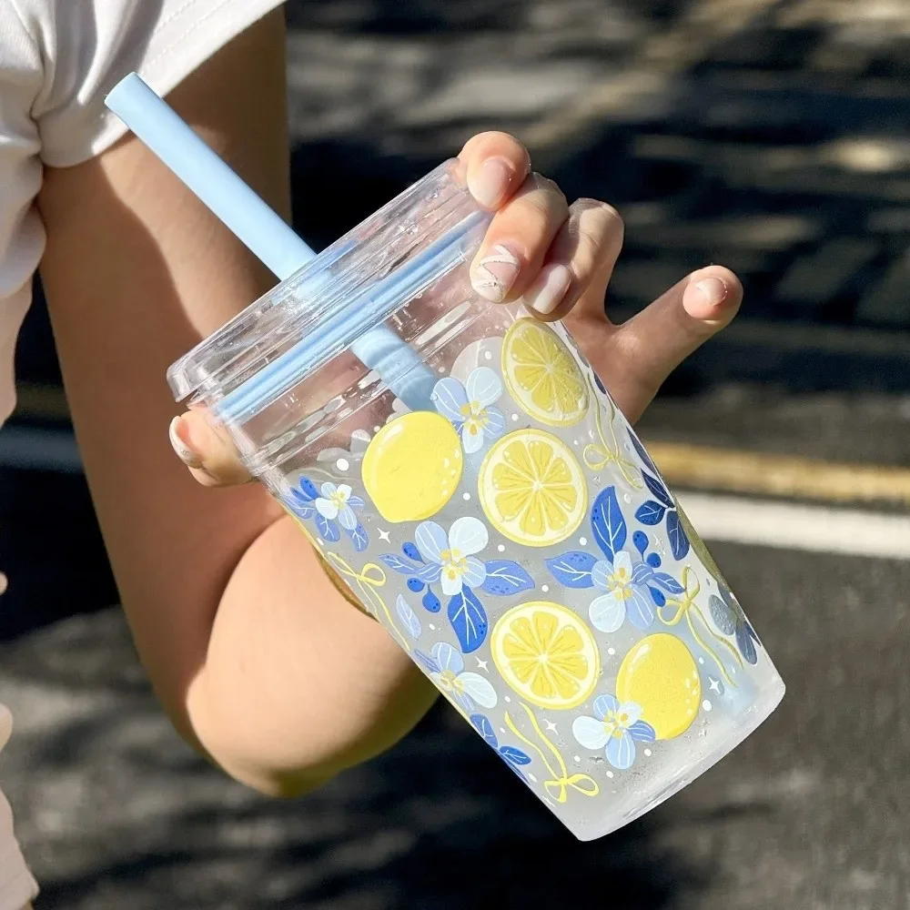 2026 Transparent 450ml Reusable Milk Tea Straw Cup, Single-layer Plastic Coffee Drinking Cup, A Must-have for The Office!