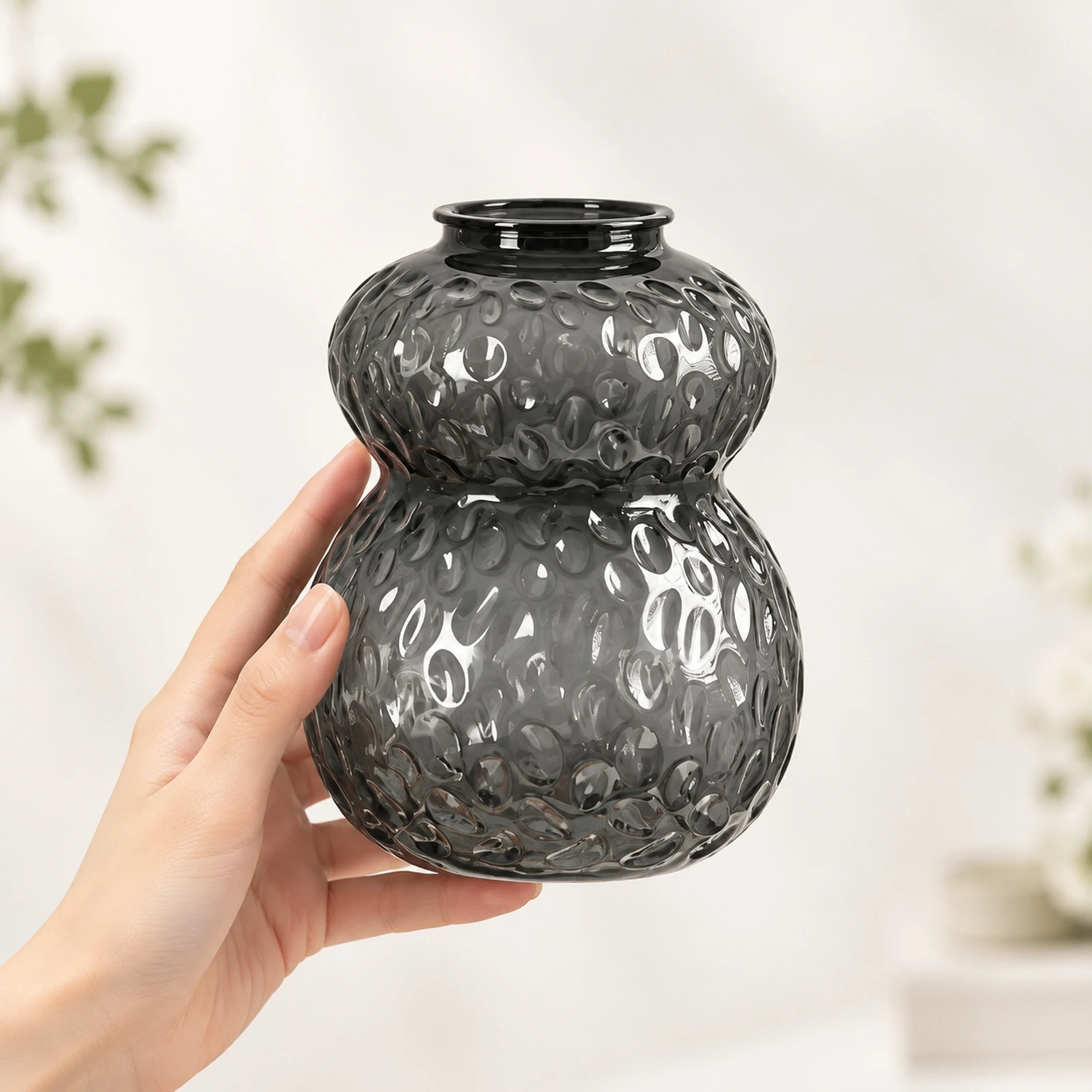Hydroponic Vase Faux Glass Plastic Self Watering Flower Pot for Living Room Office Tabletop Modern Home Decor Durable Clear