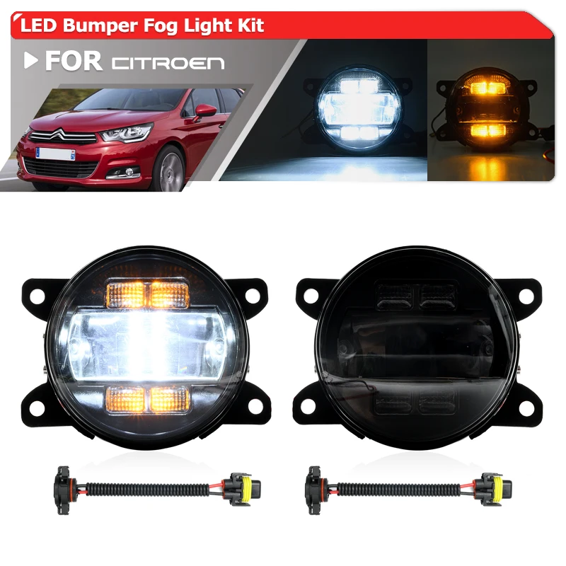 

Smoked Switchback LED Bumper DRL/Turn Signal/Fog Kit For Citroen Jumpy Spacetourer Berlingo II C3 II III C4 I II Picasso DS 4