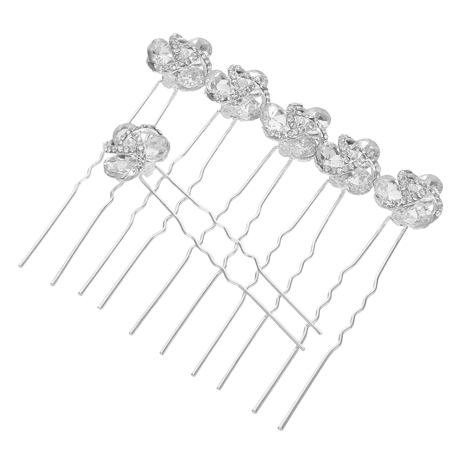 

6Pcs Sparkling Rhinestone Hairpins Floral Design Bridal Hair Clips for Women Wedding Party Hair Decor Silver Bride Hairpin