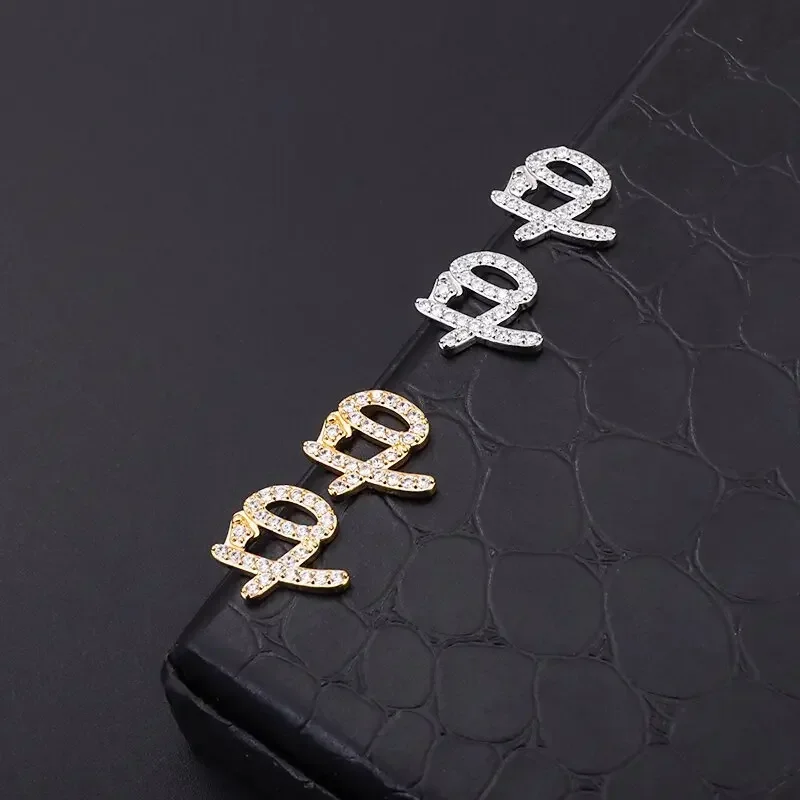 Hip Hop Bling Ice Out Zircon Xo Letter Stud Earrings for Men Women Personalized Rock Party Jewelry Gifts