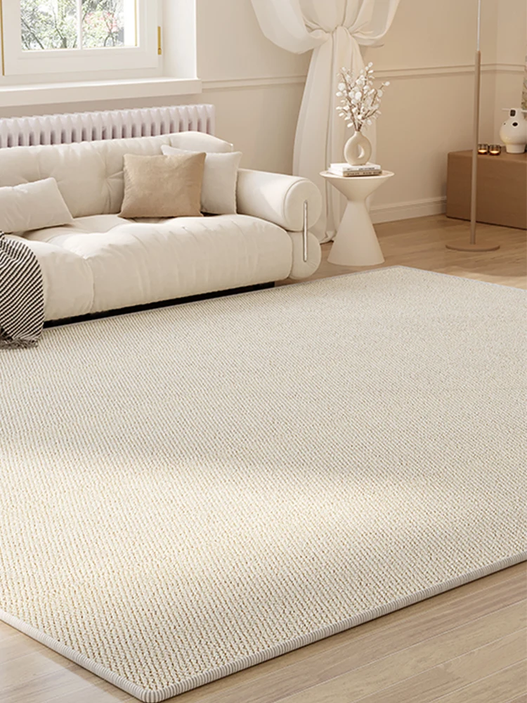 Simple Beige Carpet Living Room New Imitation Sisal Machine Washable Mat Cream Style Bedroom Carpet Modern Kid Play Mat Large