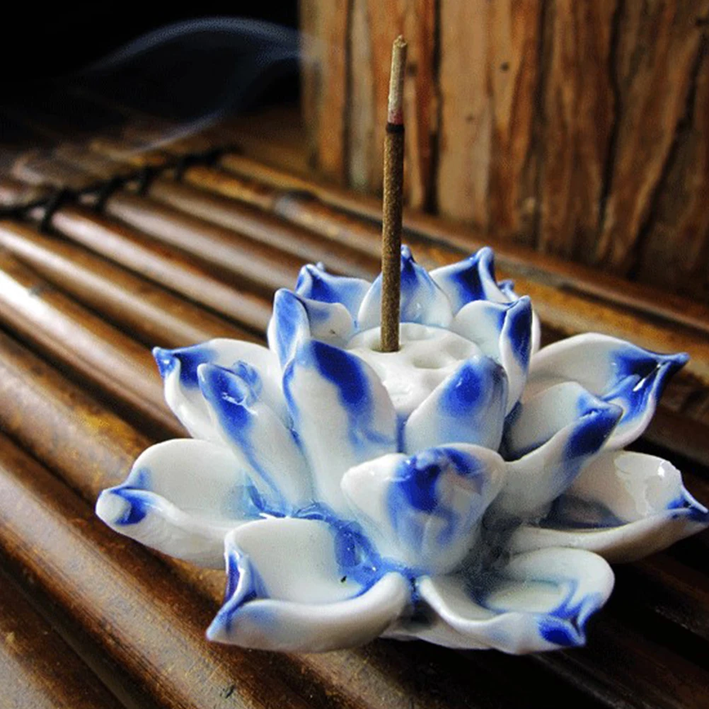 

Blue Ceramic Lotus Desktop Decoration Exquisite Handmade Table Ornament Home Office Decoration Lotus Crafts Table Ornament