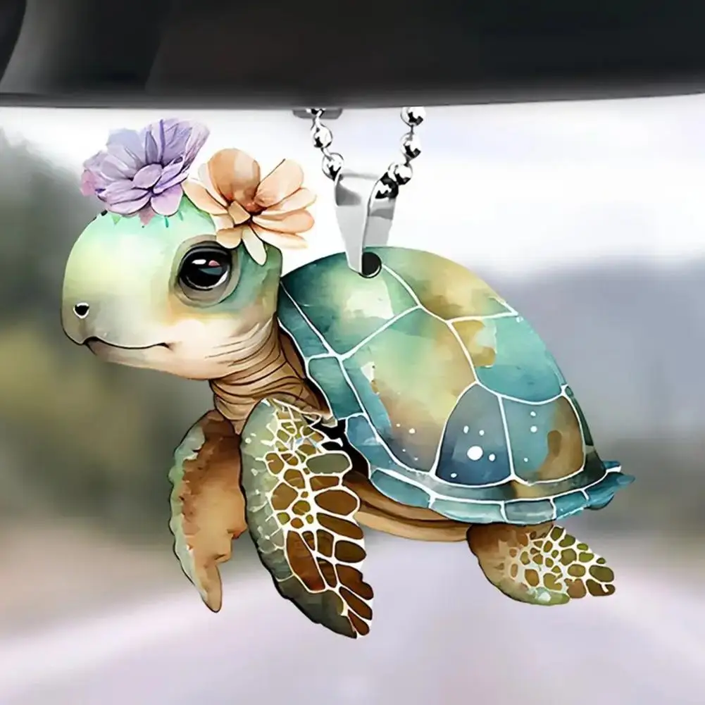 

Car Hanging Ornament Colorful Acrylic Sea Car Pendant Key Chain with Hanging Chain Cute Charm for Car Fob Keyring Ocean Theme