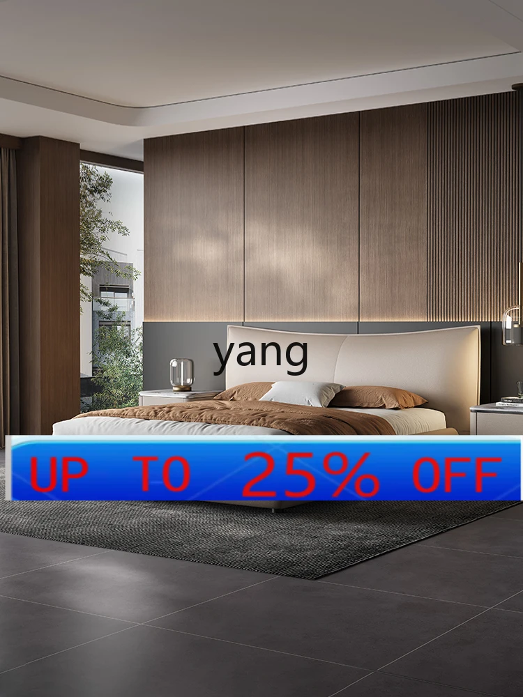 

LMM Italian minimalist leather bed master bedroom high-end atmosphere modern minimalist double soft bag wedding bed