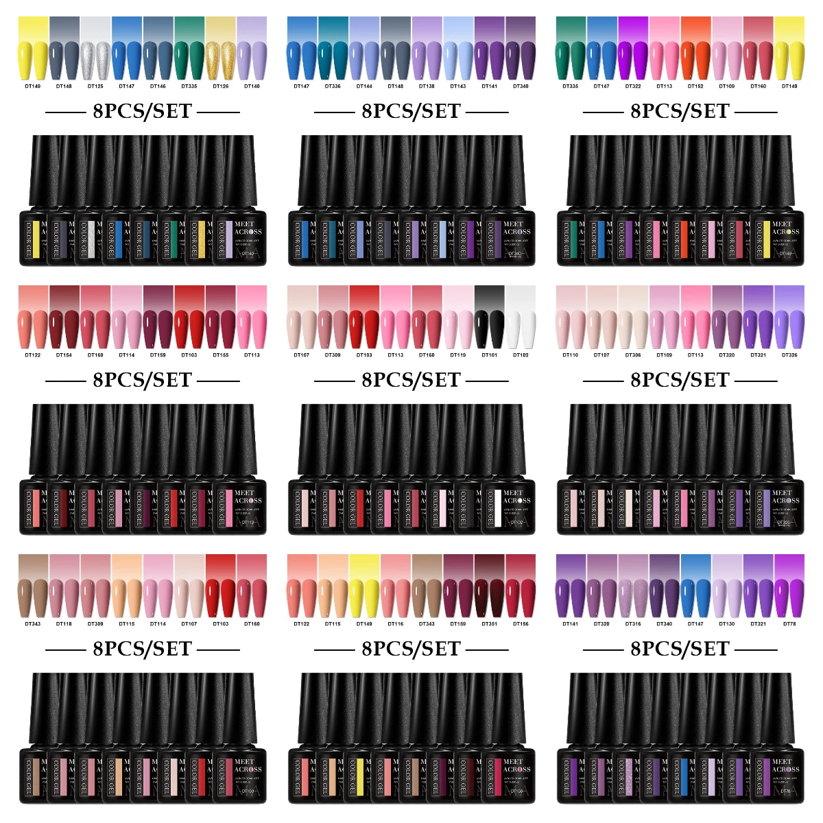 8-teiliges, hemmfreies Nagel-Gel-Nagellack-Set, langlebiges UV-Gel-Nagellack-Set zum Einweichen für Anfänger, ganzjährig erhältlich, DIY-Maniküre-Design