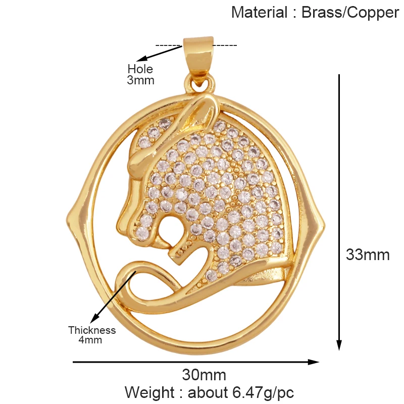Tier Katze Bär Löwe Leopard Schlange Fuchs Schaf Charm Anhänger, echte 18K vergoldet Halskette Armband Schmuck Komponenten Versorgung S36 – Detail 26