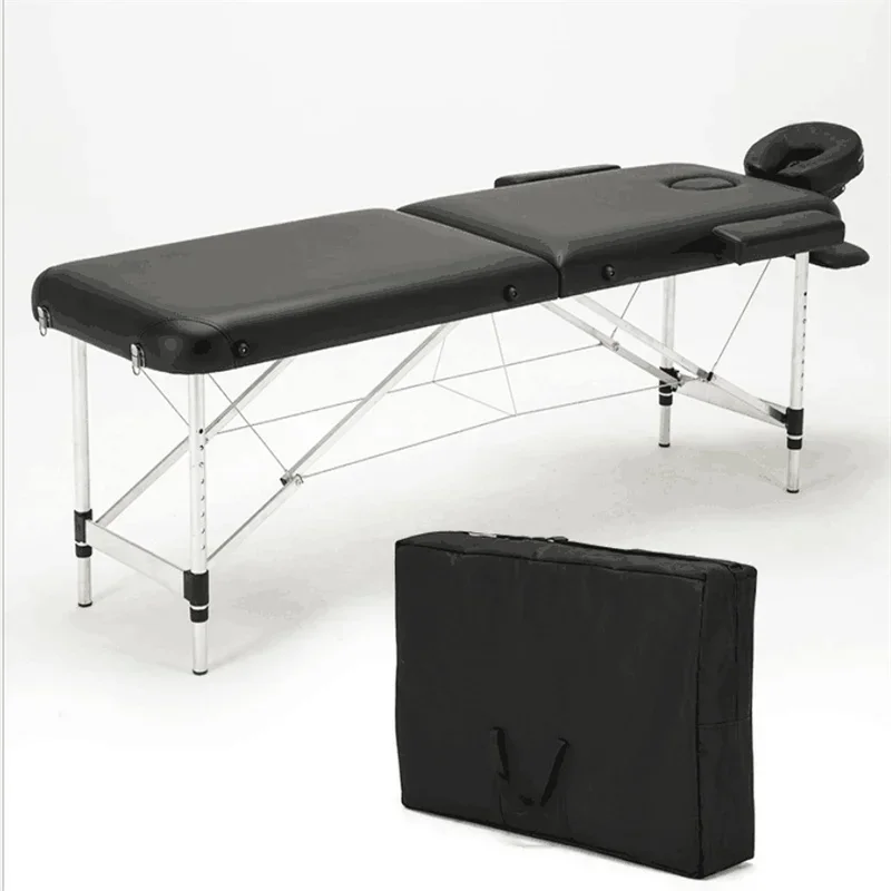 

High Density sponge Portable 2-Section Foldable Aluminium Massage Table Chair Bed with Carry Bag