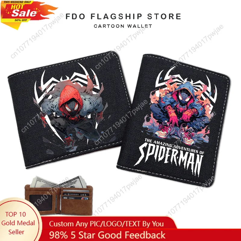 

Marvel Avengers Merchandise: Spider-Man Wallet for Men — Stylish Canvas Cartoon/Anime Short Bi-fold Wallet & Card Holder