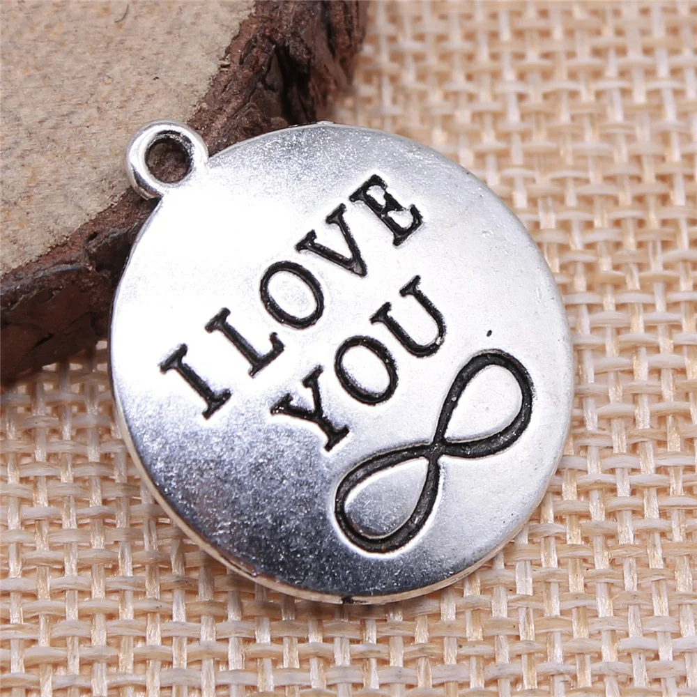 WYSIWYG 10pcs 28x24mm I Love You Infinity Charms DIY Antique Silver Color Antique Bronze Color For Jewelry Making