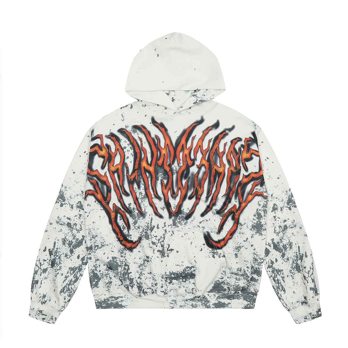 Vintage Flame Spider Graffiti Loose Full Print Pullover Sweatshirts Men's and Women's High Street Baggy Casual Hooded Hoodies