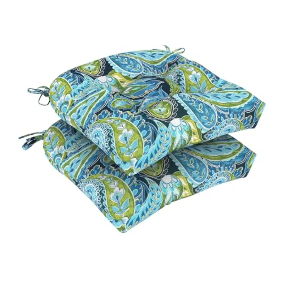 

Set of 2 Outdoor Chair Cushions 19"x19"x4", Water Repellent Tufted Patio Seat Cushions with Ties, Thick Replacement Pads for Wi