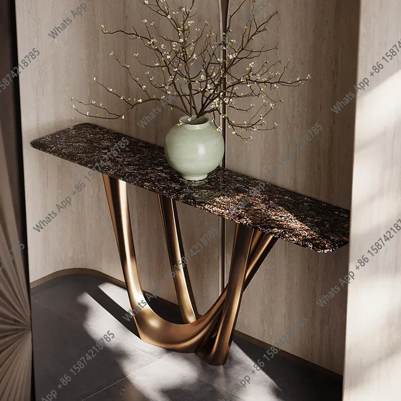 

Новый итальянский дизайнерский пристенный столик из натурального мрамора класса люкс для прихожей, минималистичный, с функцией хранения