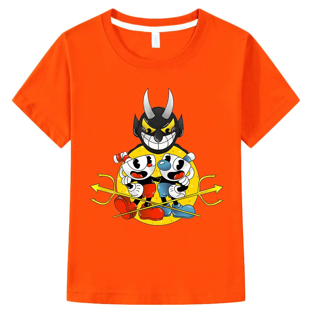 Children's Clothing Cuphead T Shirt Kids Cute Dabbing T-shirts for Girls Baby Boy Clothes 100% Cotton Toddler Summer Kawaii Top