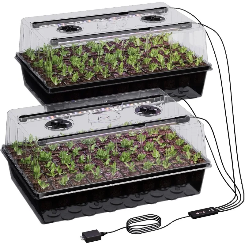 

20-Cell Self-Watering Seed Starter Tray with Grow Light, 4.07" Dome Indoor Gardening Kit