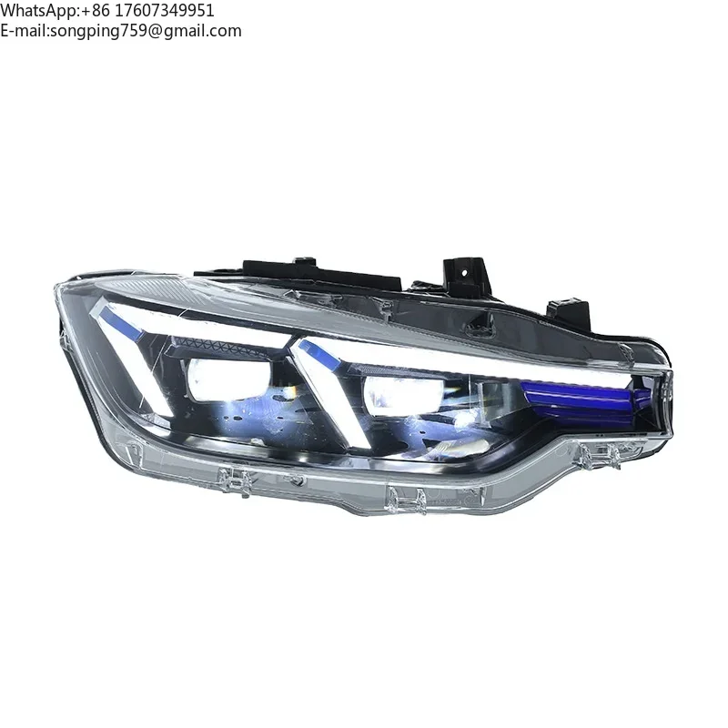 Full LED Headlight Assembly With Blue DRL Eyebrow Modified Head Lamp for BMW 3 Series F30 F35 2012-2018