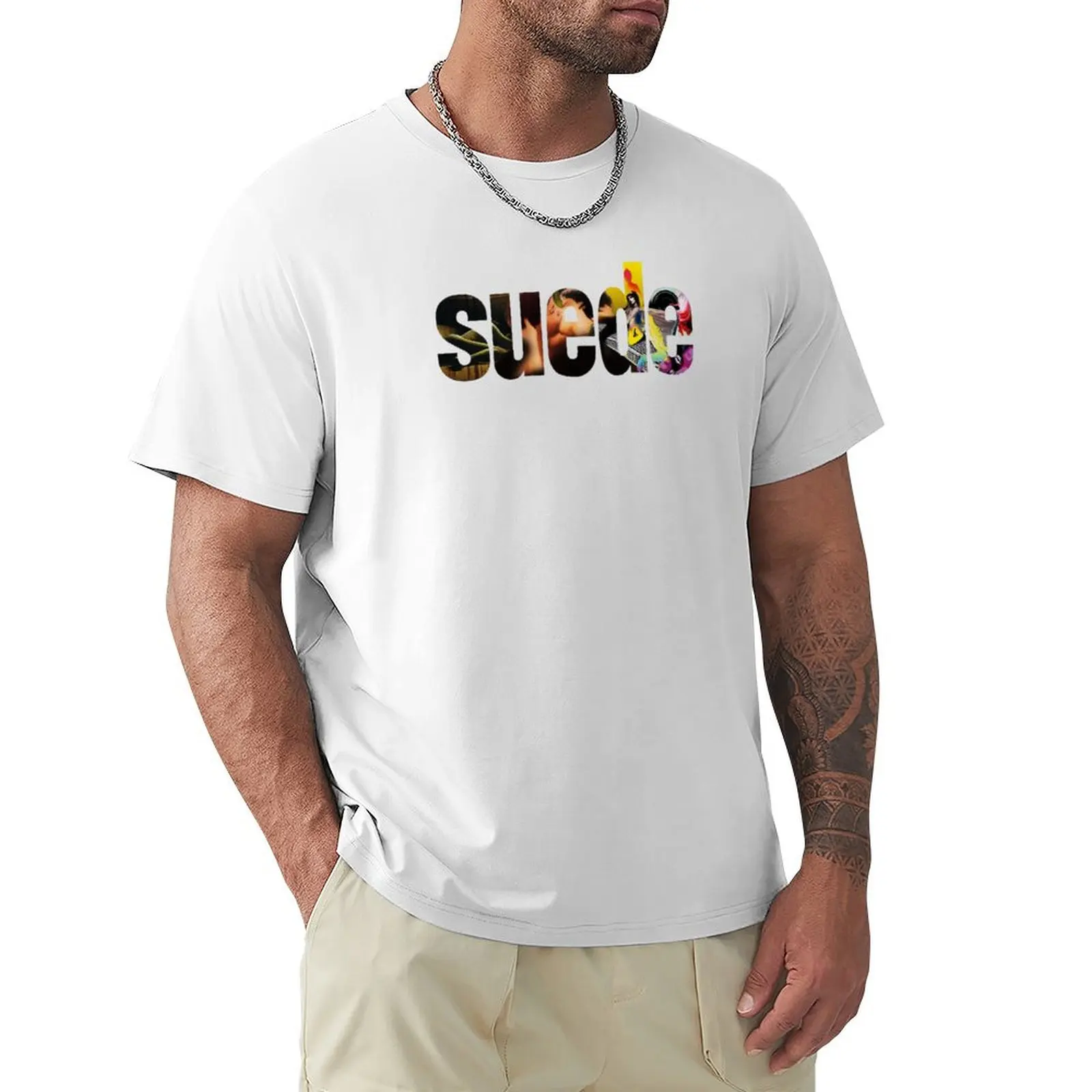 

Suede Band T-Shirt new edition oversized summer clothes black t shirts for men