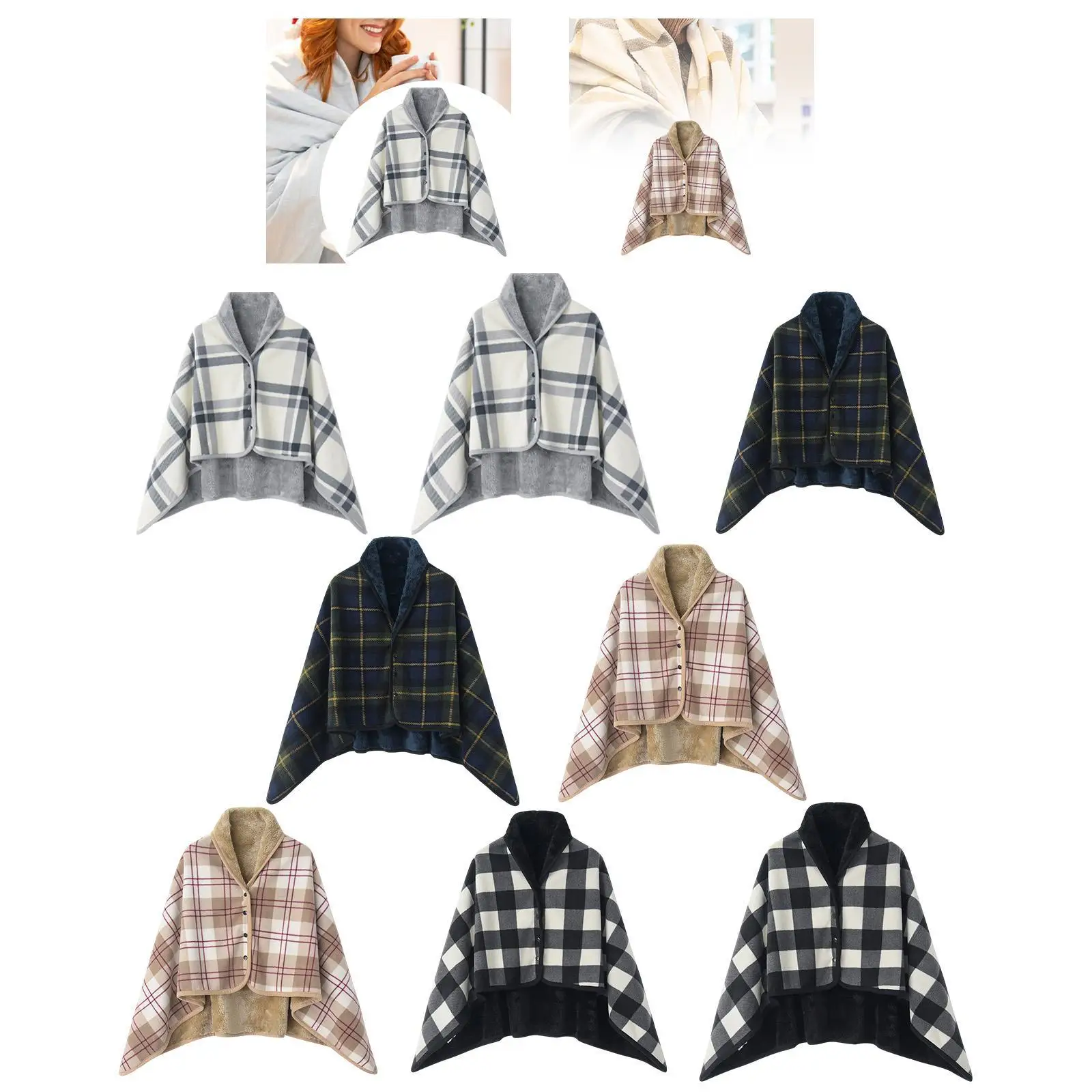 

Poncho Blanket Sleeveless Lap Blanket for Bed Winter Home Outdoor Car