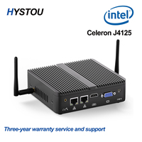 Quad Core Fanless Desktop Micro Mini PC Intel Celeron J4125 Windows 10 DDR4 2 Gigabit LAN RJ45 VGA Series Port Server Computer