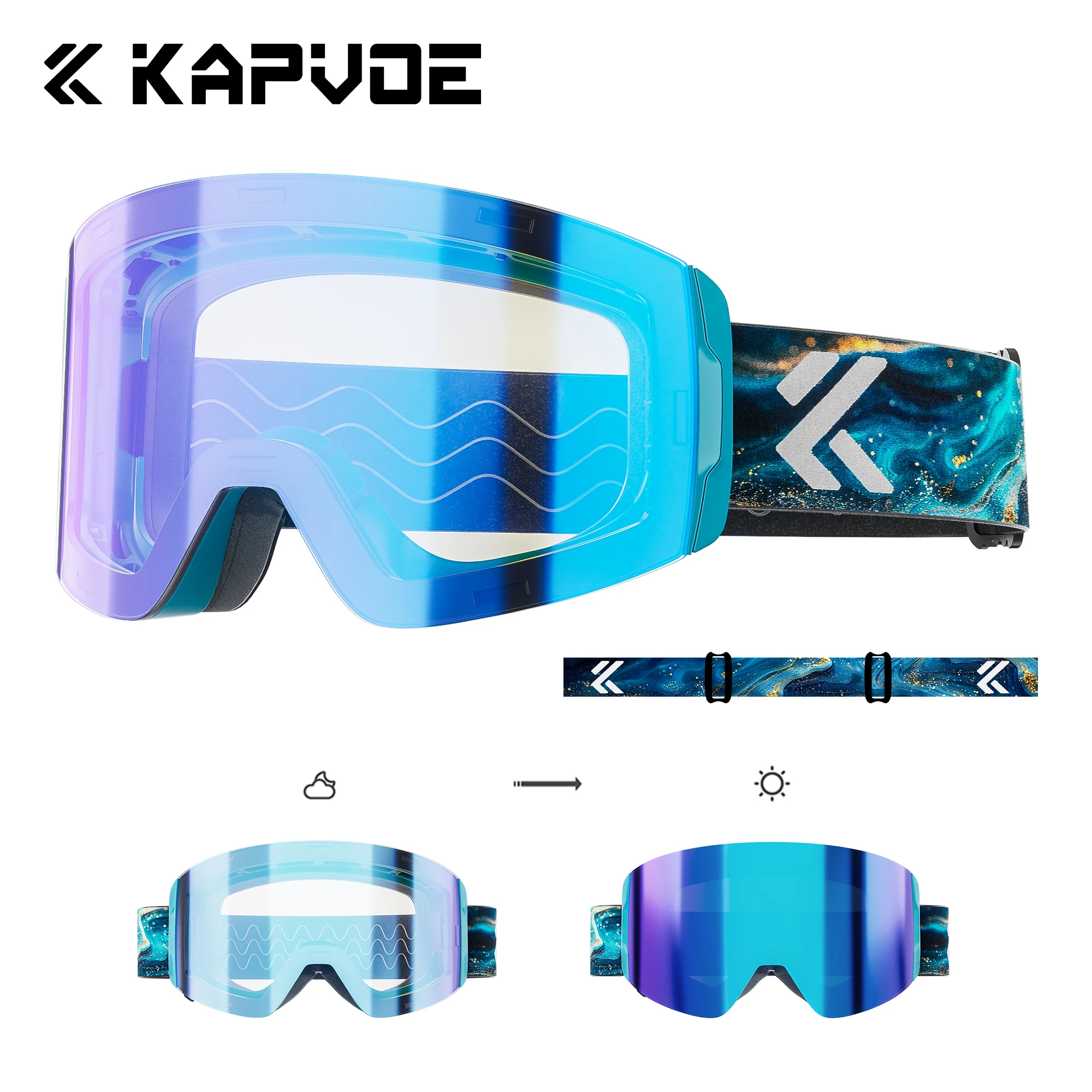 

KAPVOE New UV400 Anti-fog Ski Goggles Sunglasses Double Magnet Adsorpt Layers Skiing Sunglasse Coatings Snowmobile Goggle