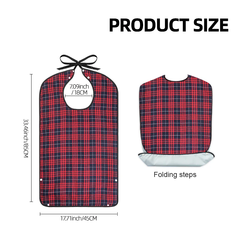 2-Pack: Crumb Catchers for Seniors — Adjustable, Machine-Washable, Soft, and Comfortable Adult Dining Bibs