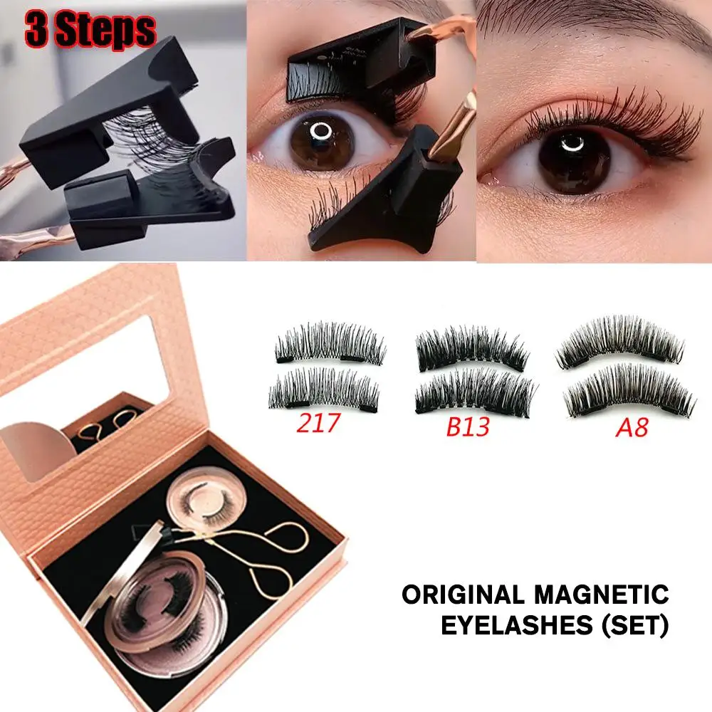 3D Magnetic EyeLashes Kit With Applicator Natural Look 2024 Eyelashes Lashes Need & Reusable Clip Wear No Glue Easy False B0C5