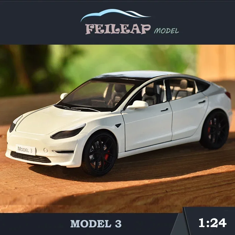 Simulation 1/24 MODEL3 Alloy Car Model With Charger Collective Voiture Miniature Diecast Toys Vehicles Kids Gift Birthday