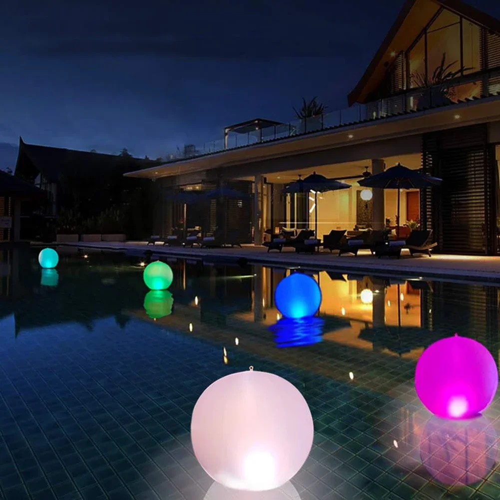 10-1Pcs LED Luminous Ball 16 Colors Glowing Inflatable Beach Ball Outdoor Toy Pool Water Play Light for Yard Lawn Party Decor