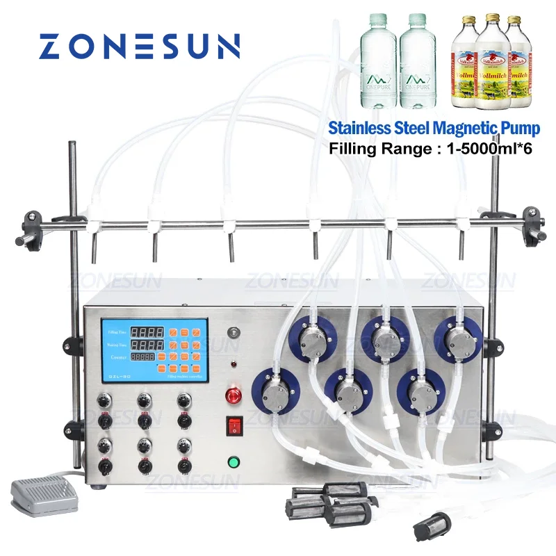 

Машина для розлива жидкости ZONESUN, цифровой магнитный насос для напитков, парфюма, 6 насадок, наполнитель для воды, бутылка для сока и эфирного масла