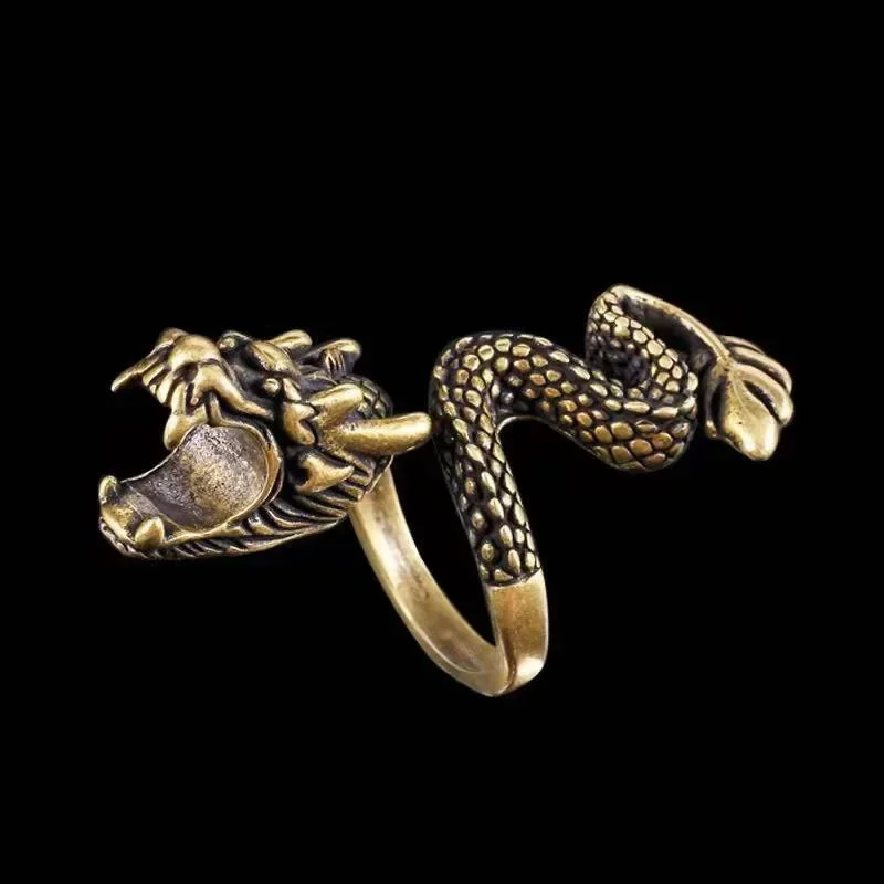 Trendy Dragon Ring Single Male Punk Open Ring Female Trendy Students Retro Style Cool Cigarette Holder Accessories