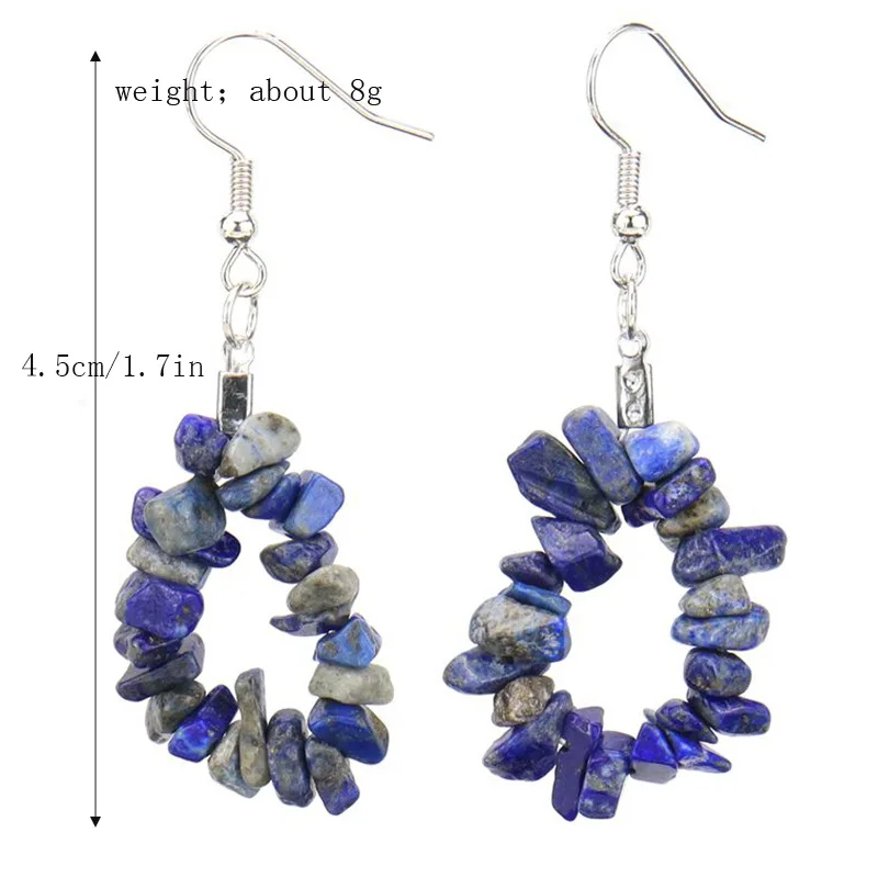 Natural Irregular Amethyst Stone Bead Earrings Simple and Multi-color Annular Tassel Earrings for Women