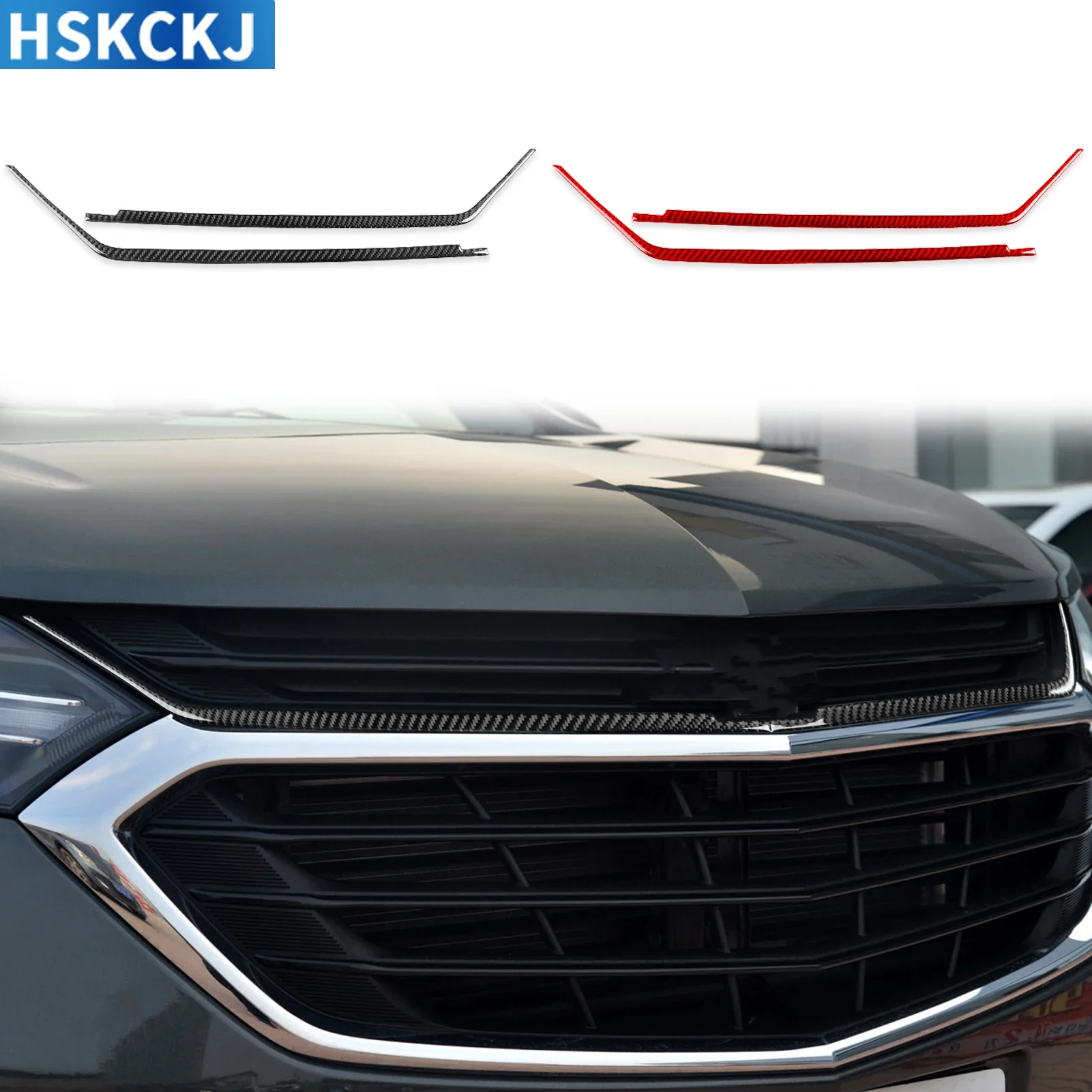 For Chevrolet Equinox 2018—2022 Real Carbon Fiber Car Grille Strips Cover Trim Sticker Decorative Accessories