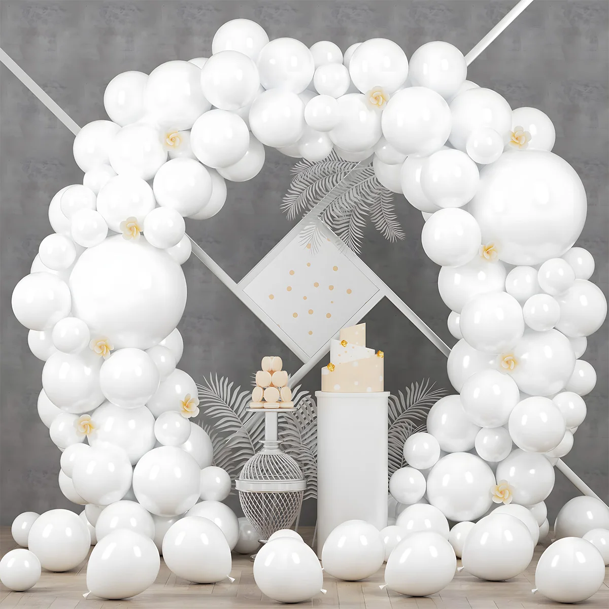 White Balloons Garland Arch Kit 109pcs Anniversary Birthday Party Graduation Wedding Engagement Prom Bridal Shower Decorations