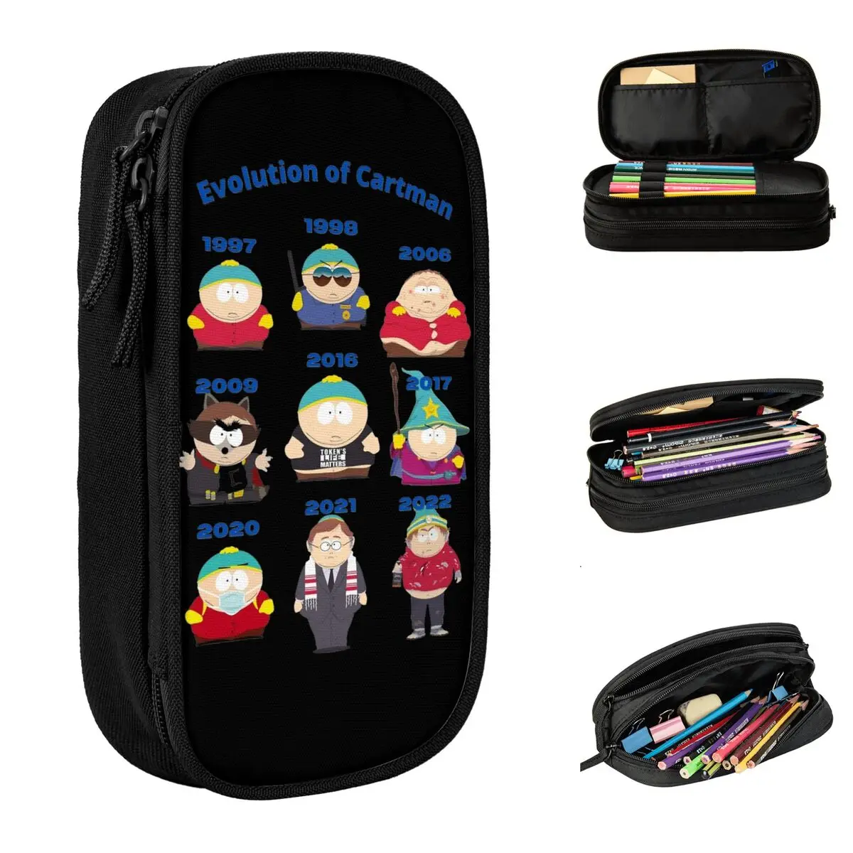 Southspark Evolution Of Cartman Pencil Cases Pencil Box Pen Box for Girl Boy Big Capacity Bags School Supplies Zipper Stationery