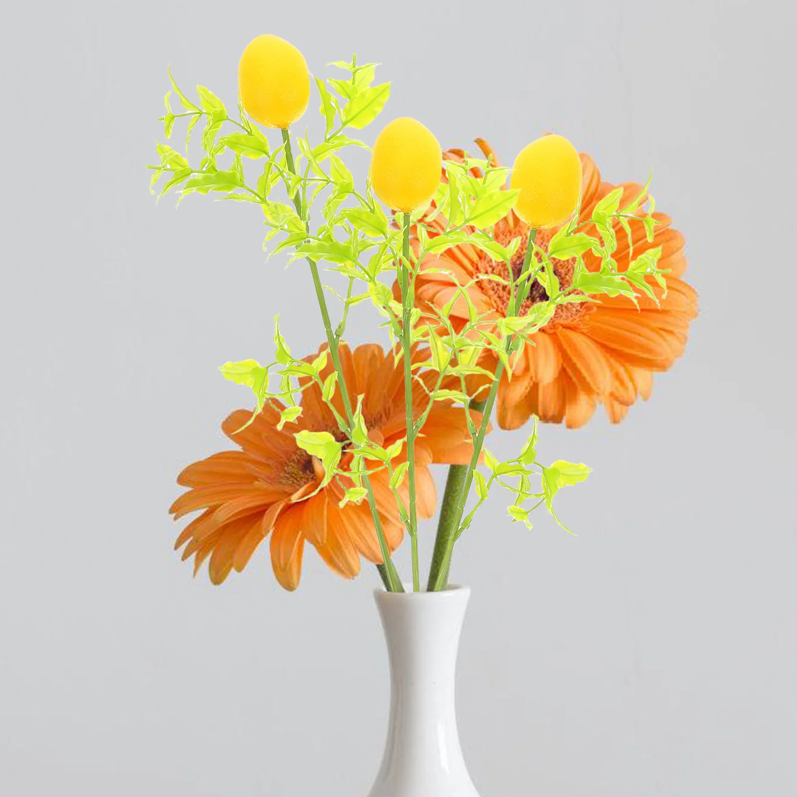 

6Pcs Realistic Artificial Lemon Branches Foam Fake Lemons Yellow with Green Leaves Table Centerpiece Home Decor