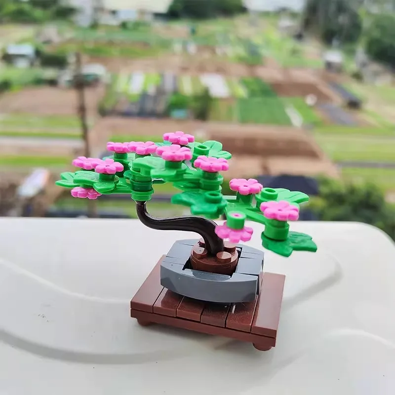MOC Kreatives Miniatur-Bonsai-Baum-Ornament Baustein-Modell DIY Erwachsenen-Puzzle Montage-Spielzeug Geburtstagsgeschenk Ornament – Detail 3