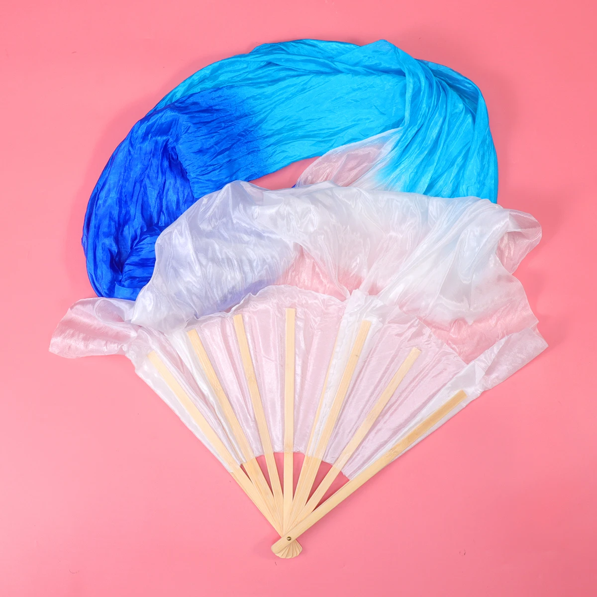 

Gradient Color Fan Dance Folding Fans Bamboo Ribs Silk Fabric Flexible for Belly Dancing Lightweight Elegant Women's Dance Prop