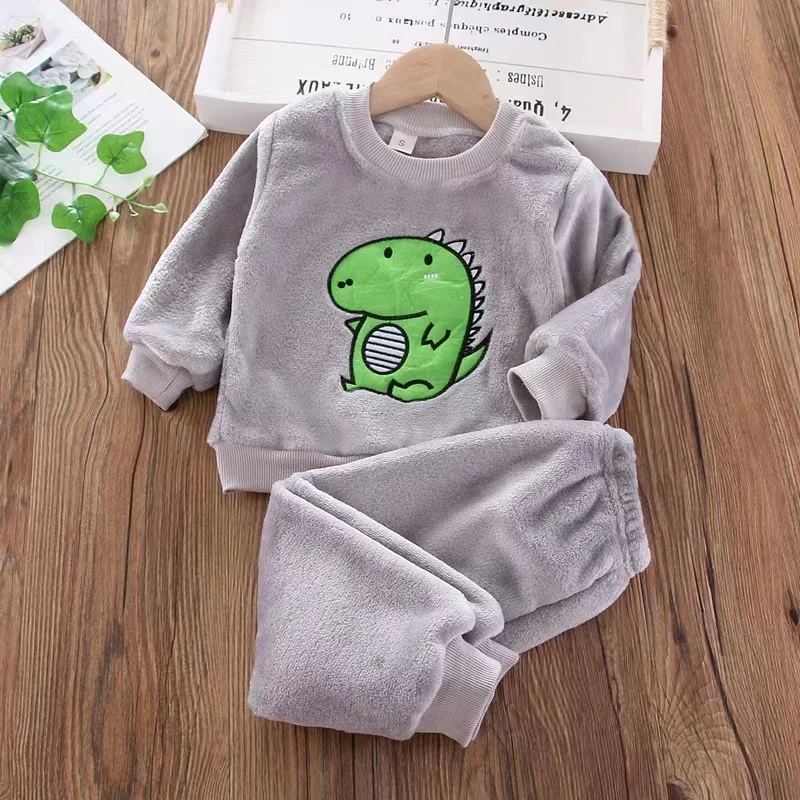 Korean Children\'s Clothes 2pcs Winter New Baby Boys Girls Outfits Toddler Pajamas for Kids 1 2 3 4 5 6 Years Soft Home Clothes